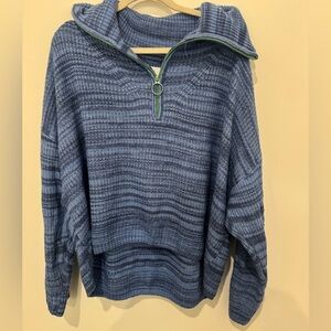 Aerie Blue Knit Half-Zip Sweater